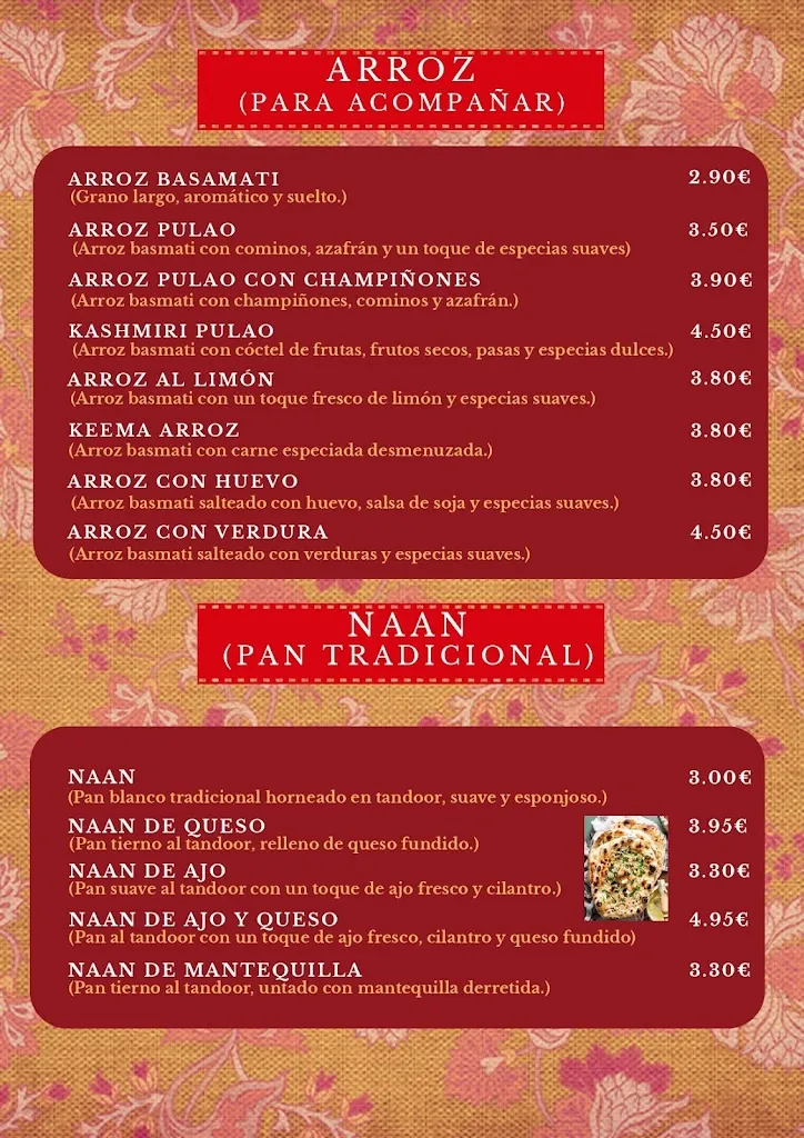 Menu_Restaurante Namaste India Tarifa_Tarifa_image_1