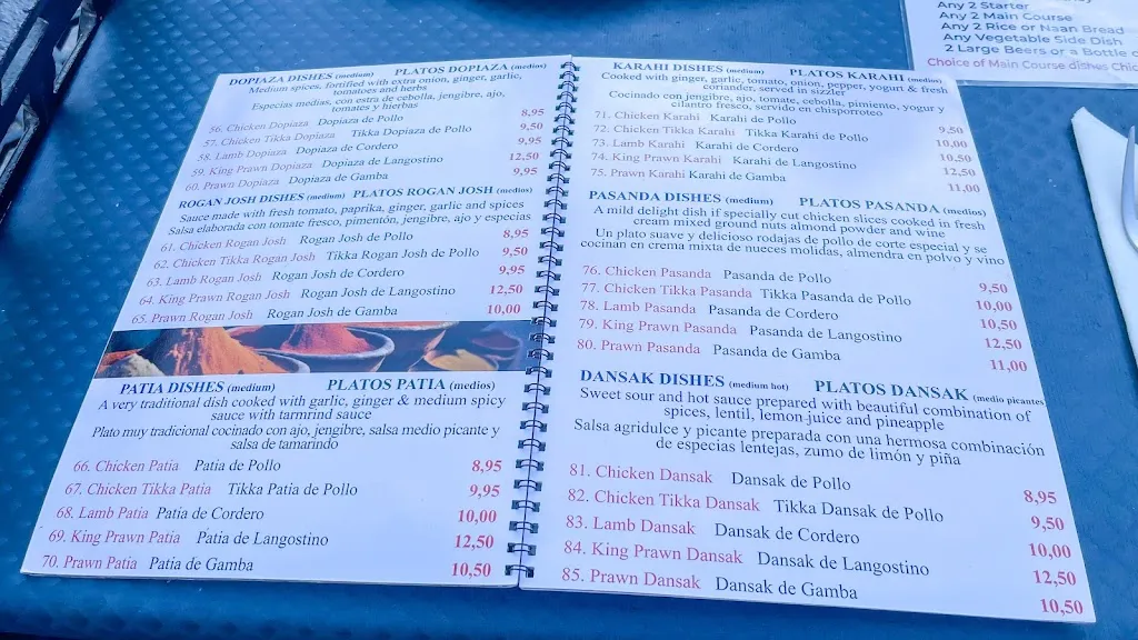 Menu_Rajasthan Indian restaurant in villamartin plaza_Villamartín_image_1