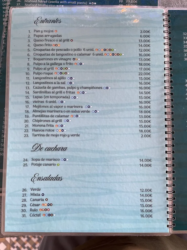 Menu_Restaurant Mirador El Charco_Arrecife_immagine_2