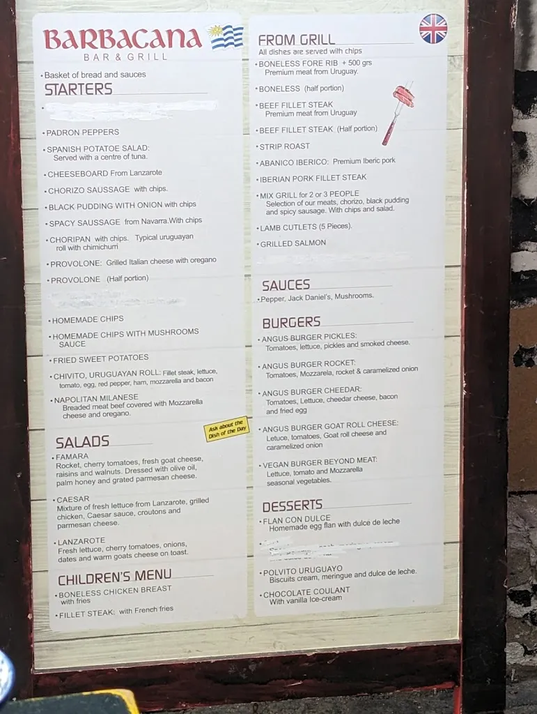 Menu_Barbacana Bar & Grill_Arrecife_image_2