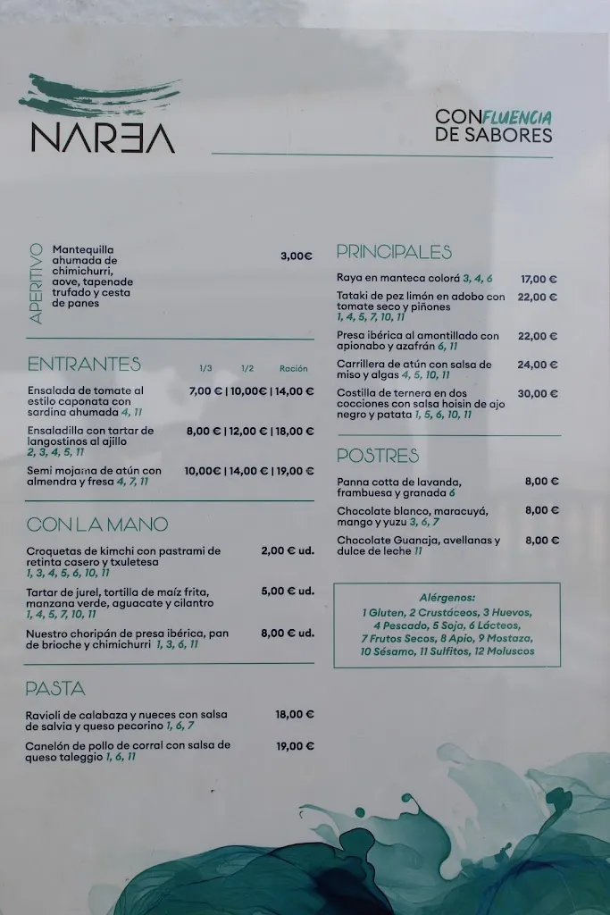 Menu_Narea Restaurante_Vejer de la Frontera_image_1