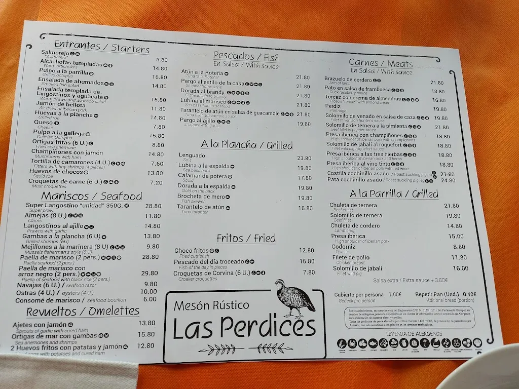 Menu_Las Perdices Restaurante Mesón_Vejer de la Frontera_image_1