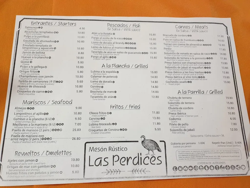 Menu_Las Perdices Restaurante Mesón_Vejer de la Frontera_image_2