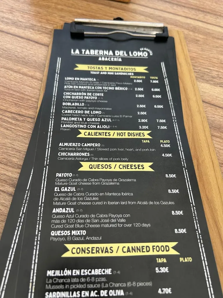 Menu_La Taberna del Lomo en Manteca_Vejer de la Frontera_image_2