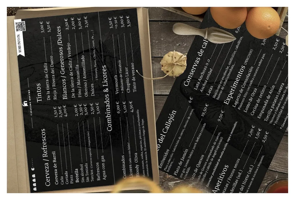 Menu_Callejón Oscuro Taberna - Vinos y viandas del espacio exterior_Vejer de la Frontera_image_1