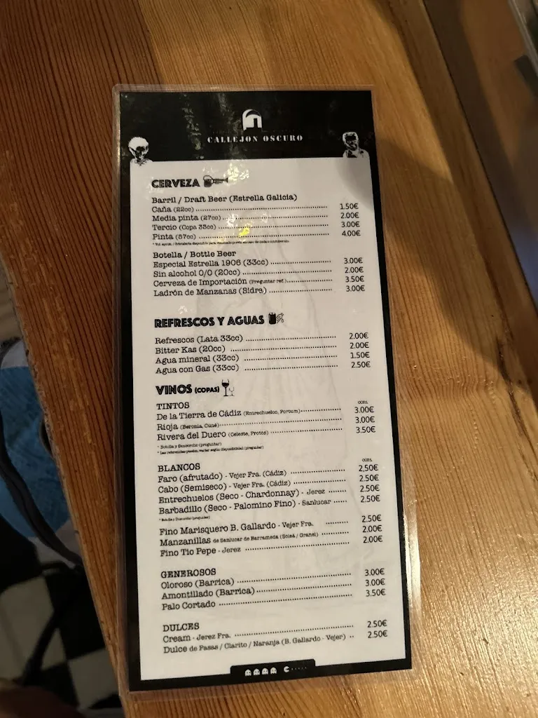 Menu_Callejón Oscuro Taberna - Vinos y viandas del espacio exterior_Vejer de la Frontera_image_3