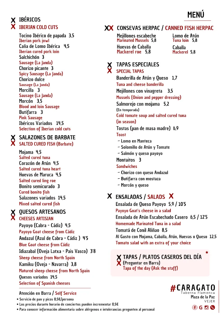 Menu_Taberna Flamenca Caragato_Vejer de la Frontera_immagine_2