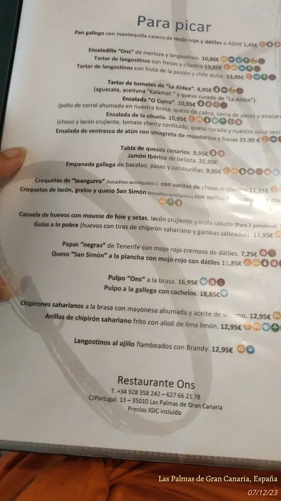 Menu_Restaurante Ons_Las Palmas de Gran Canaria_image_2