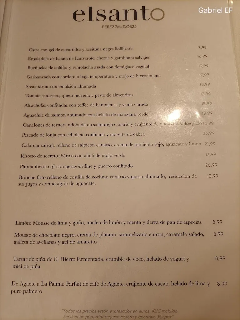 Menu_El Santo Restaurante_Las Palmas de Gran Canaria_image_4