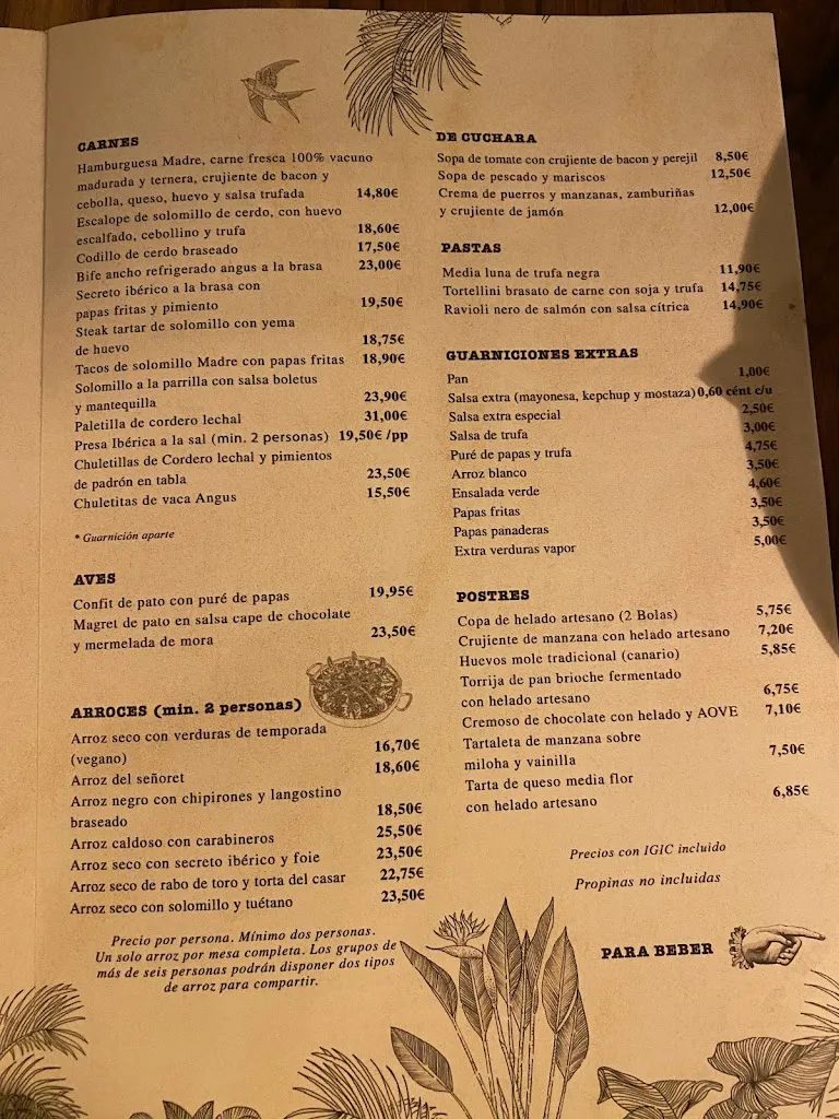 Menu_Madre Del Amor Hermoso_Las Palmas de Gran Canaria_immagine_1