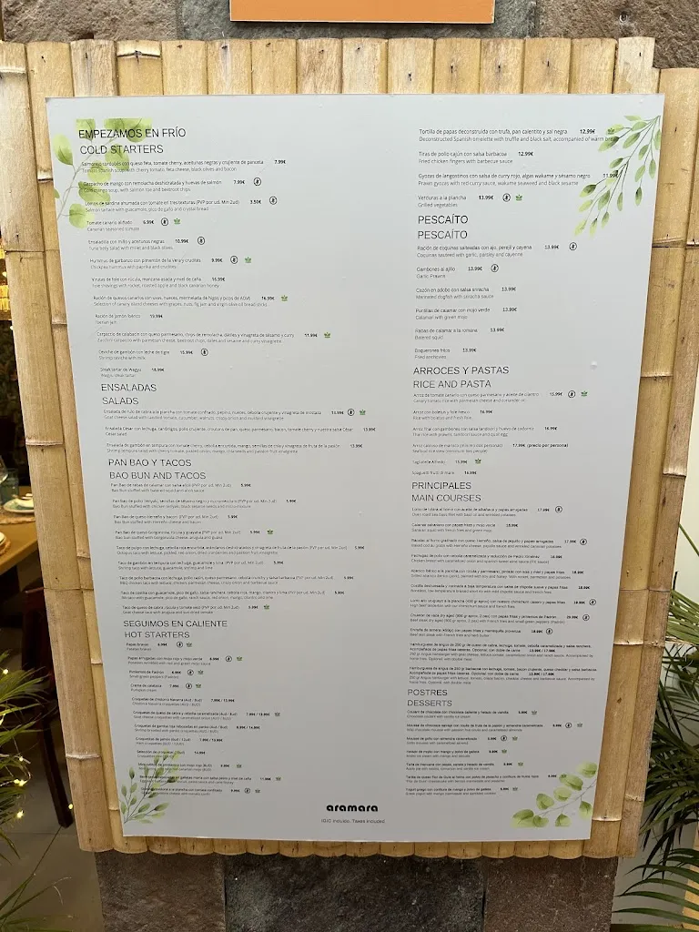 Menu_Restaurante Aramara_Las Palmas de Gran Canaria_image_1