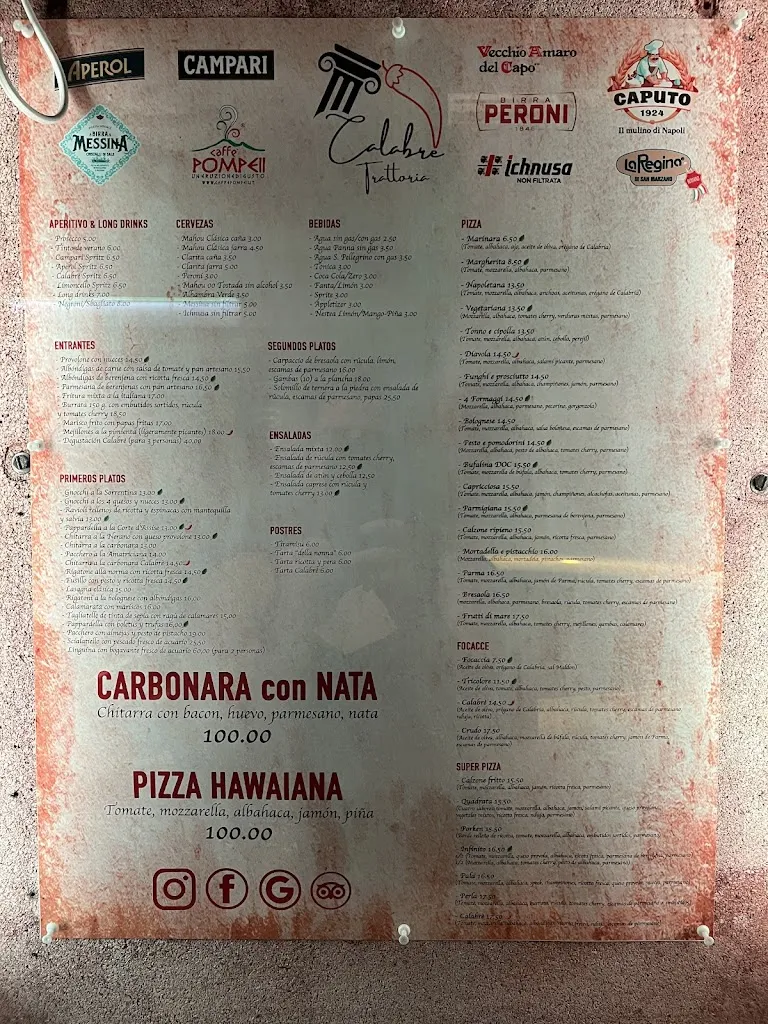 Menu_Trattoria Pizzería Calabrè Las Palmas_Las Palmas de Gran Canaria_immagine_1