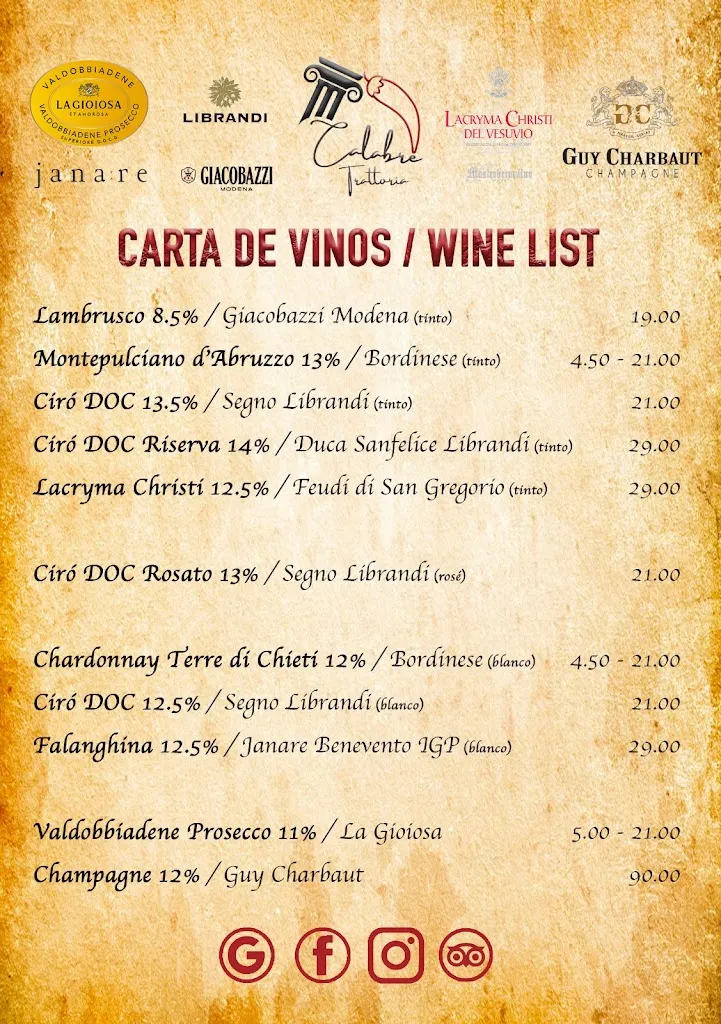 Menu_Trattoria Pizzería Calabrè Las Palmas_Las Palmas de Gran Canaria_immagine_2