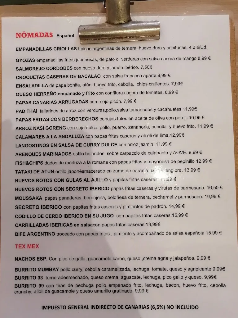 Menu_Nömadas Las Palmas_Las Palmas de Gran Canaria_image_1