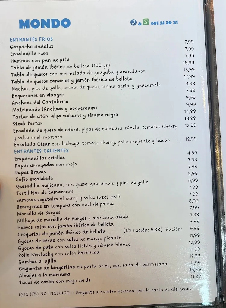 Menu_Restaurante Mondo_Las Palmas de Gran Canaria_image_1