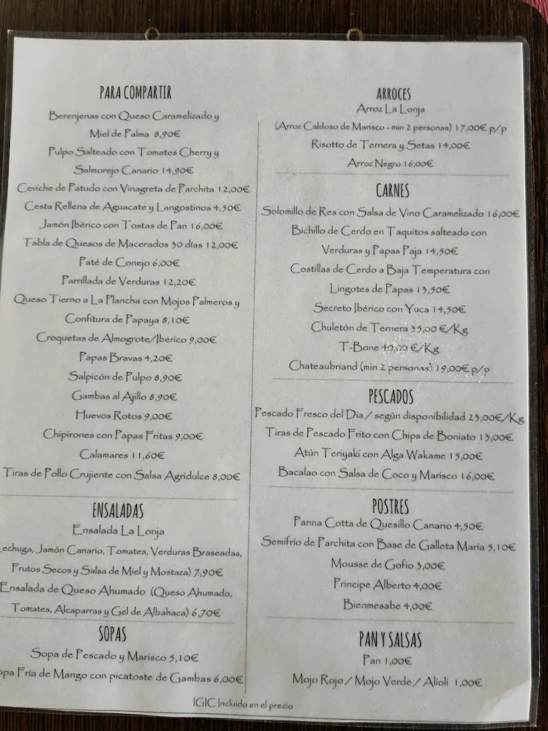 Menu_La Lonja_Santa Cruz de La Palma_image_3