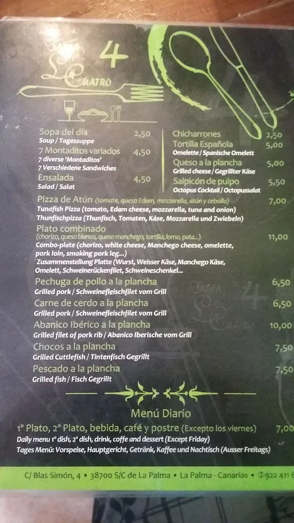 Menu_Bar Tasca La 4_Santa Cruz de La Palma_image_1