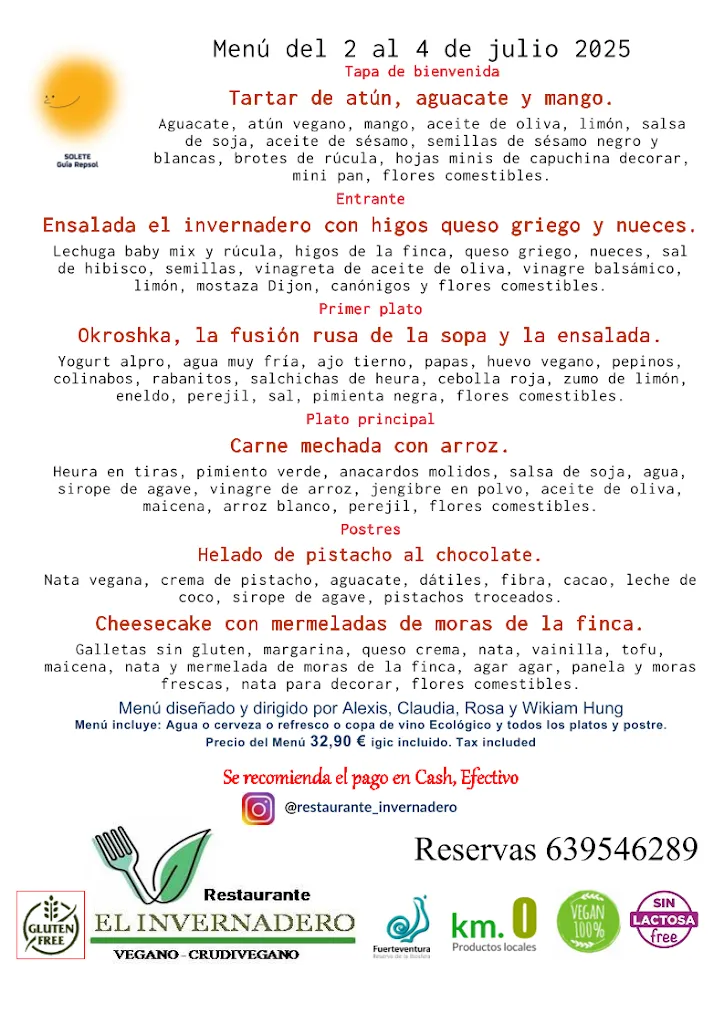 Menü_El Invernadero Restaurante_Puerto del Rosario_Bild_1