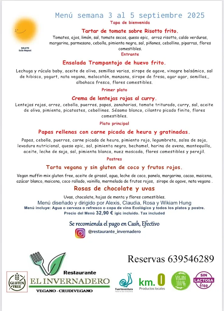 Menü_El Invernadero Restaurante_Puerto del Rosario_Bild_2