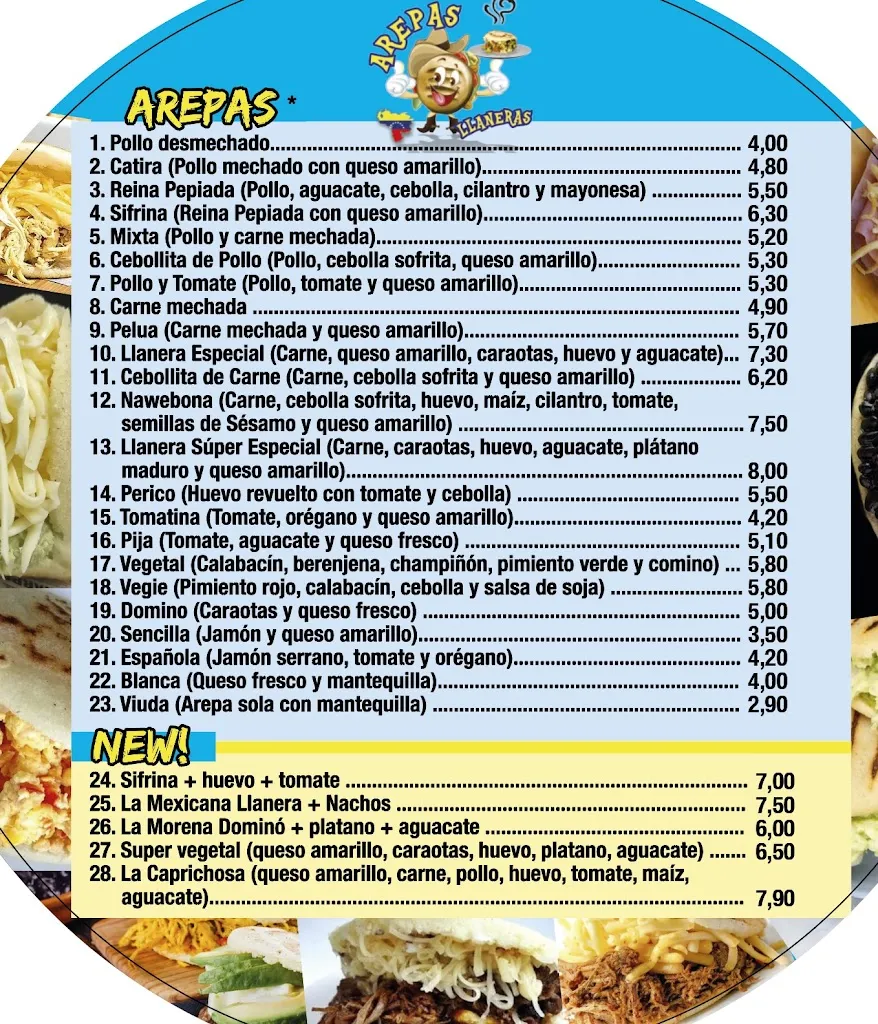 Menu_Arepas Llaneras Venezolanas_Puerto del Rosario_image_1
