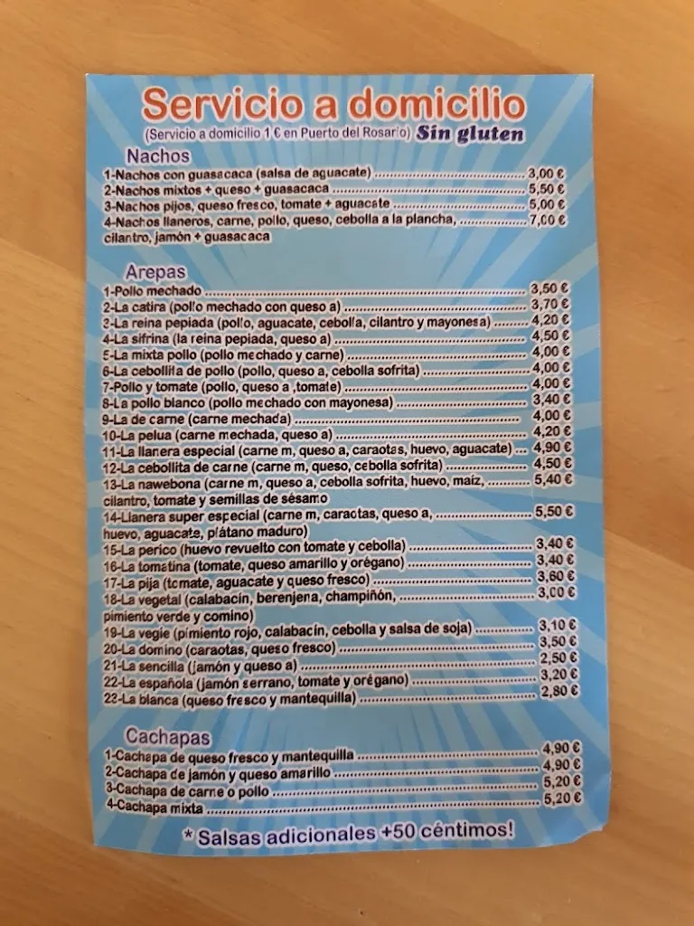 Menu_Arepas Llaneras Venezolanas_Puerto del Rosario_image_4