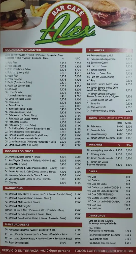 Menu_Bar Café Alex_Puerto del Rosario_image_1