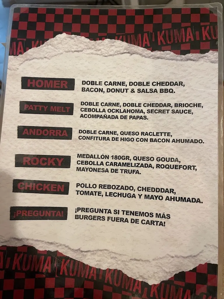 Menu_Kuma burger_Puerto del Rosario_image_1