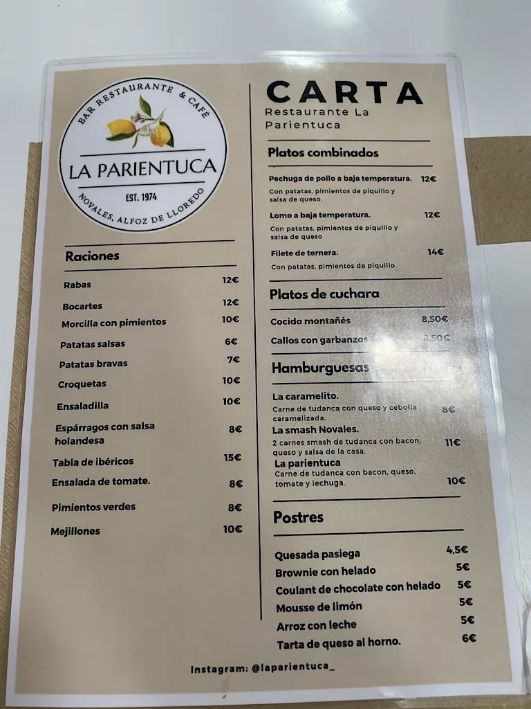 Menu_La Parientuca bistro bar_Alfoz de Lloredo_image_3