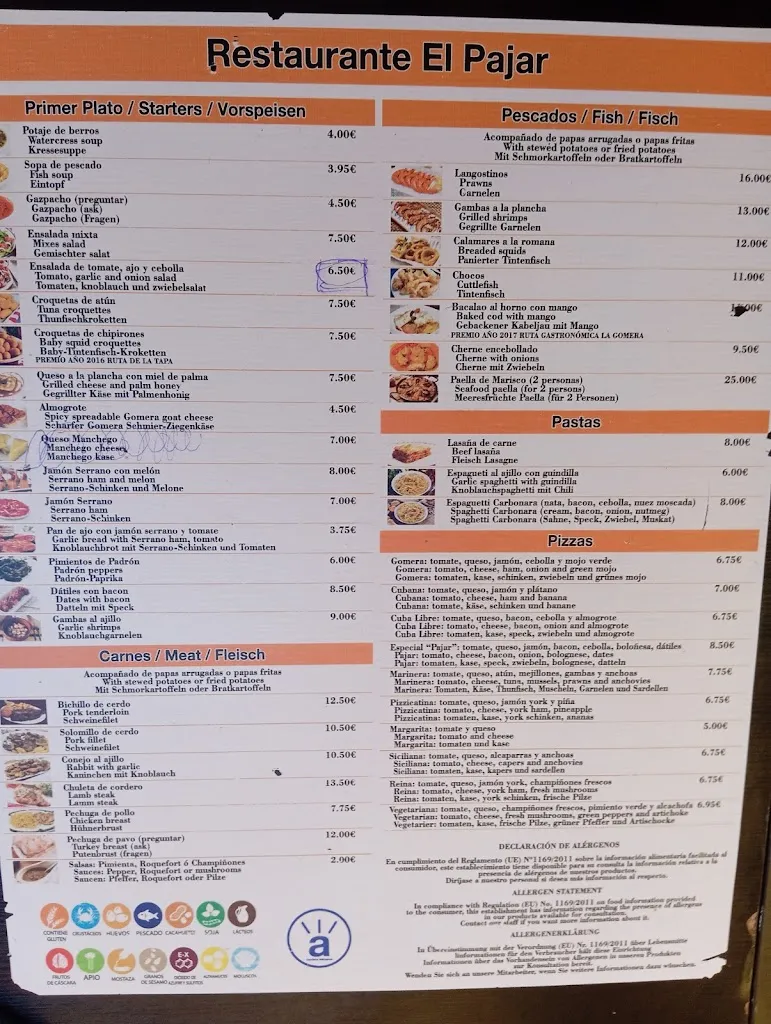 Menu_El Pajar de la gomera_San Sebastián de La Gomera_immagine_1