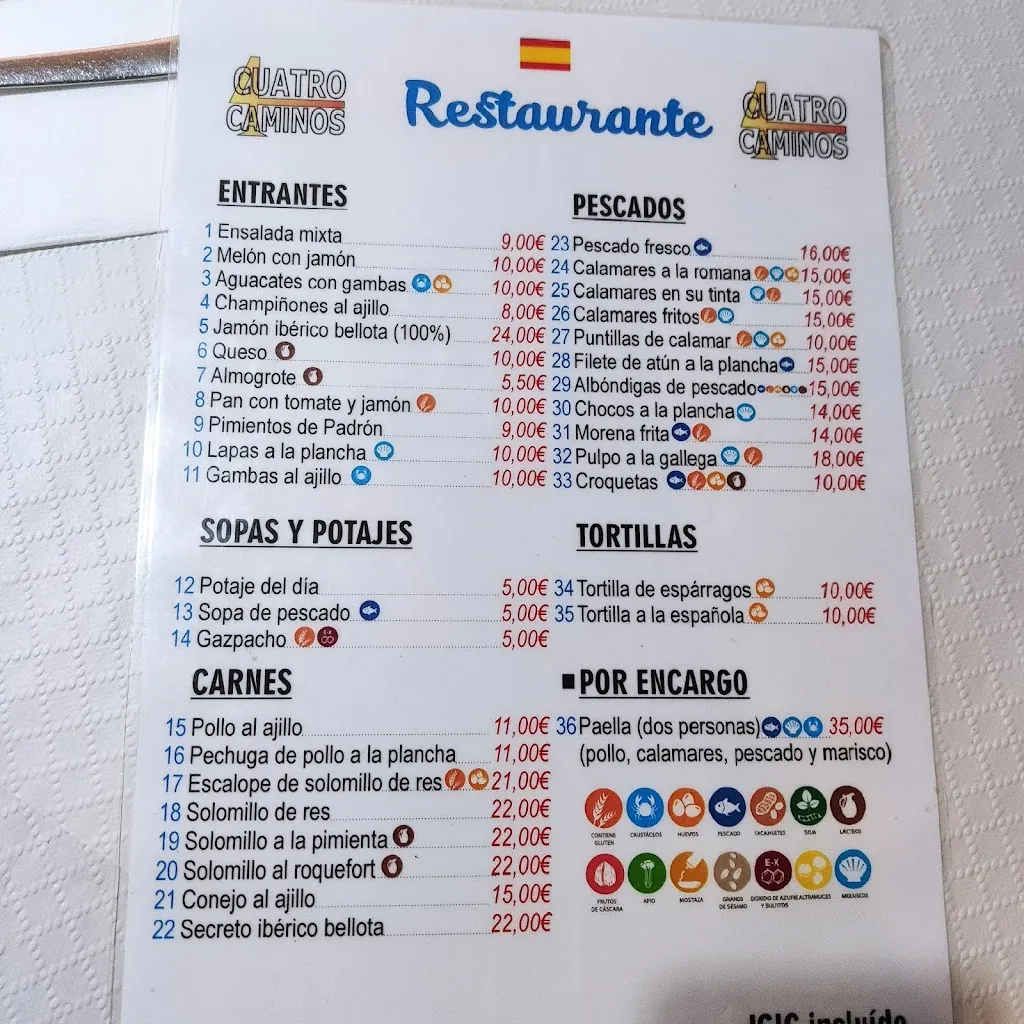 Menu_Restaurante Cuatro Caminos_San Sebastián de La Gomera_image_1