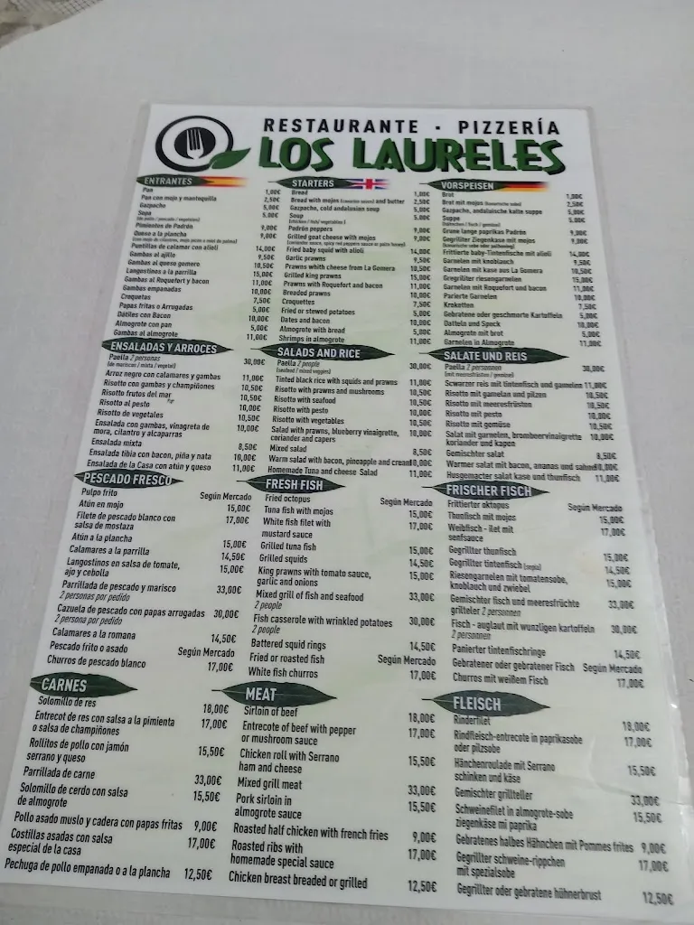 Menu_Restaurante Pizzería Los Laureles_San Sebastián de La Gomera_image_1