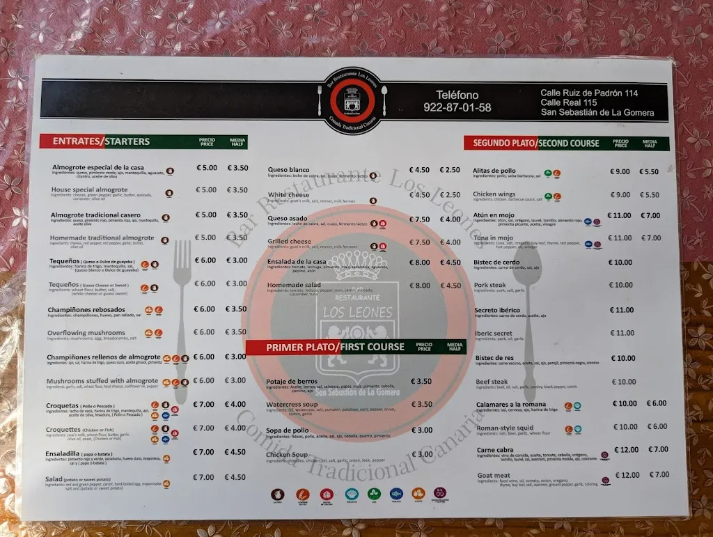 Menu_Bar Restaurante Los Leones_San Sebastián de La Gomera_image_1