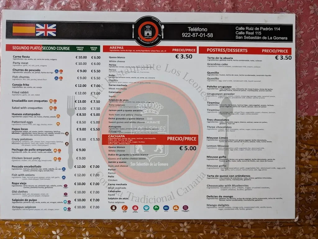 Menu_Bar Restaurante Los Leones_San Sebastián de La Gomera_image_2