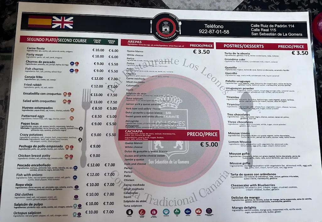 Menu_Bar Restaurante Los Leones_San Sebastián de La Gomera_image_4