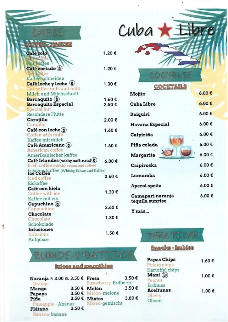 Menu_Bar Zumería Cuba Libre_San Sebastián de La Gomera_immagine_2