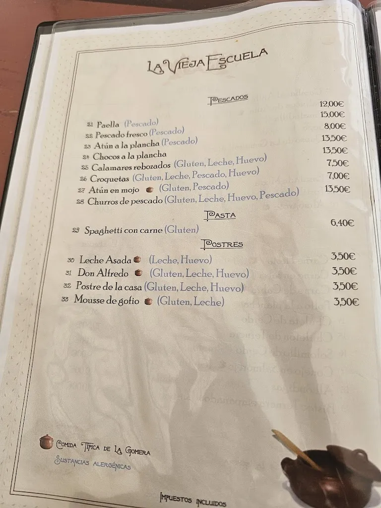 Menu_Restaurante La Vieja Escuela_San Sebastián de La Gomera_image_4