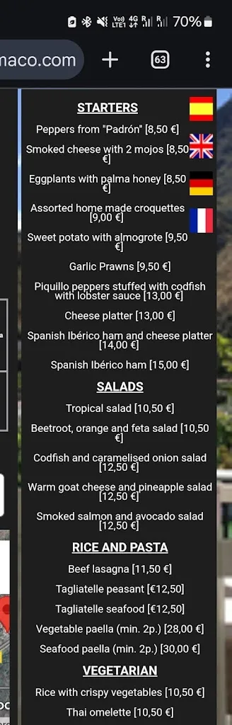 Menu_Tasca Telémaco_San Sebastián de La Gomera_immagine_2