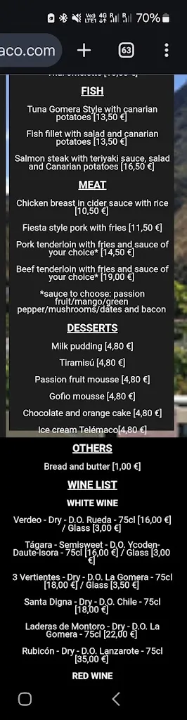 Menu_Tasca Telémaco_San Sebastián de La Gomera_immagine_3