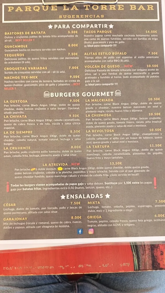 Menu_Parque La Torre Bar Cafetería & Hamburguesería_San Sebastián de La Gomera_immagine_2