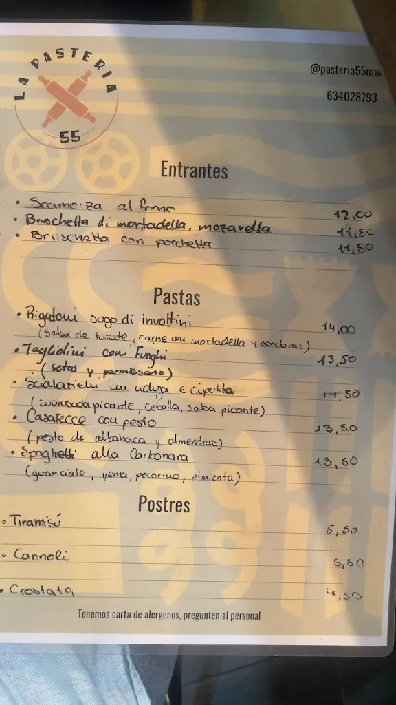 Menu_La Pasteria 55. Restaurante italiano de Mercado._Arredondo_image_1