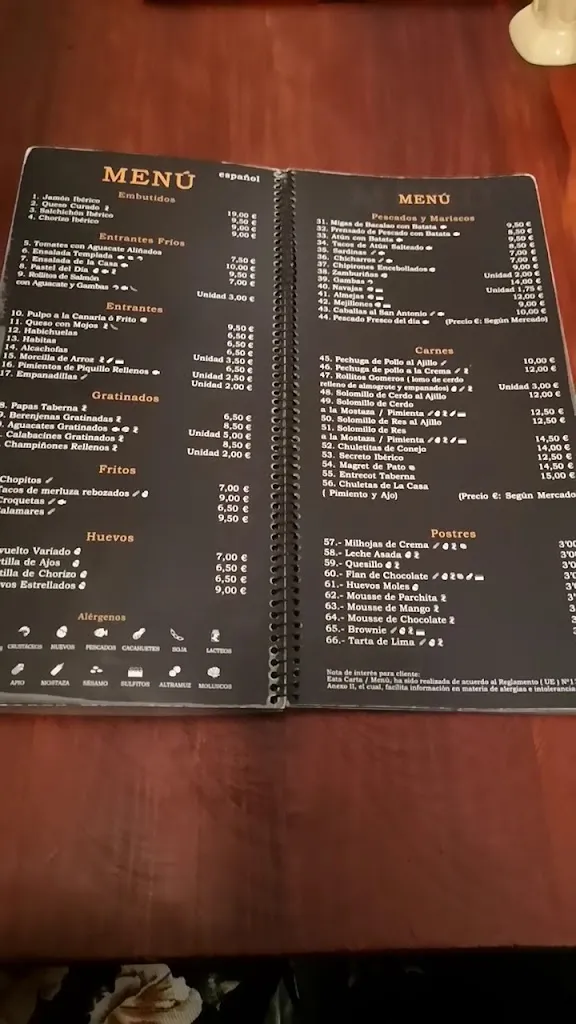 Menu_Taberna Ramón_Santa Cruz de Tenerife_image_1