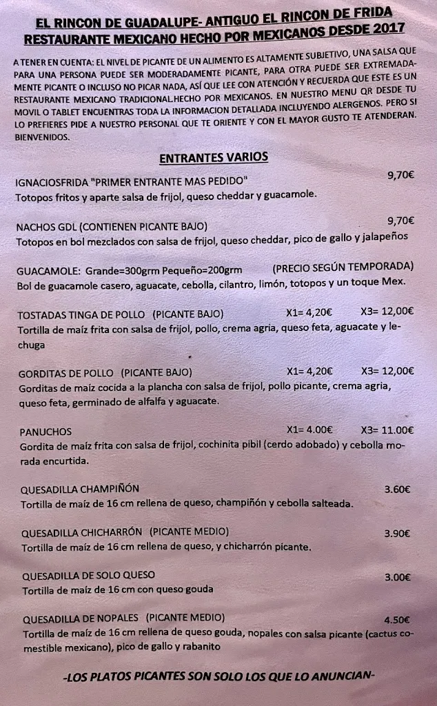 Menü_El Rincón de Guadalupe | Cocina Tradicional Mexicana_Santa Cruz de Tenerife_Bild_2