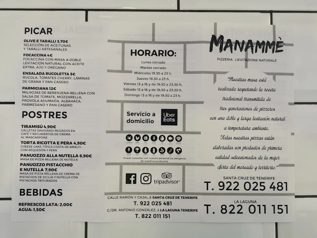 Menu_Pizzería Manammé Santa Cruz_Santa Cruz de Tenerife_immagine_1