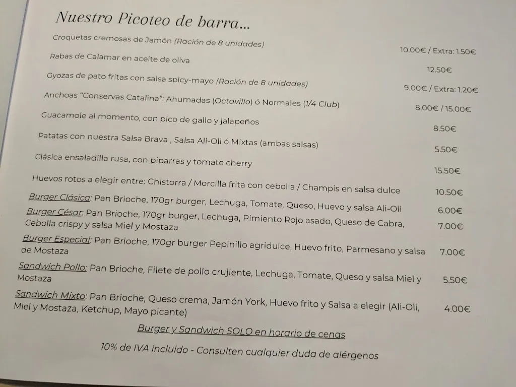 Menü_Bar Restaurante Casa Cesar_Bárcena de Cicero_Bild_1