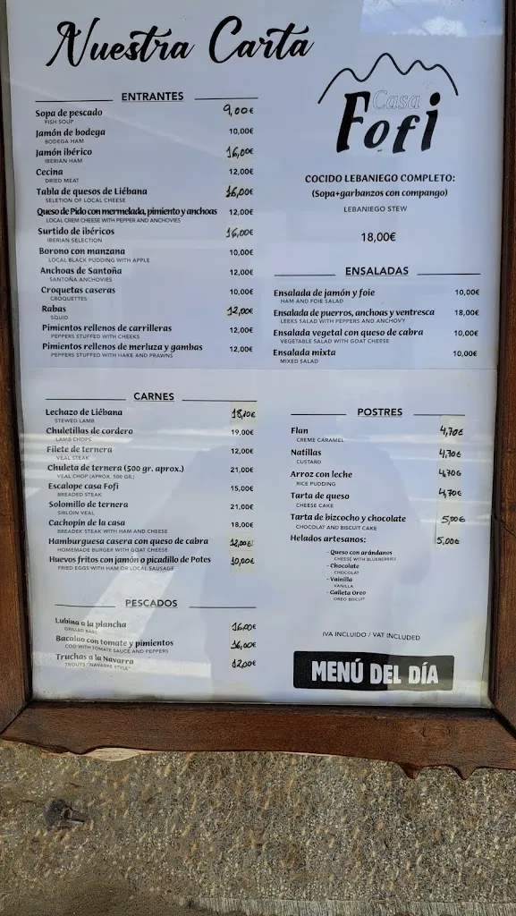 Menu_Casa Fofi Restaurante_Cabezón de Liébana_image_1