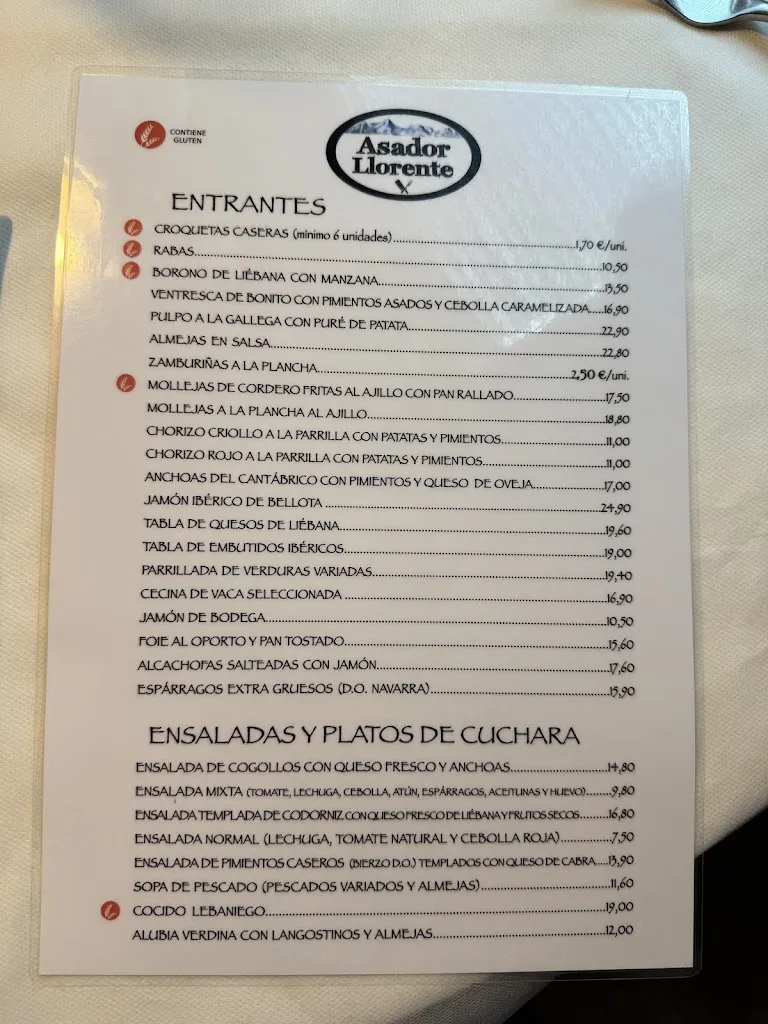 Menu_Asador Llorente_Cabezón de Liébana_immagine_2