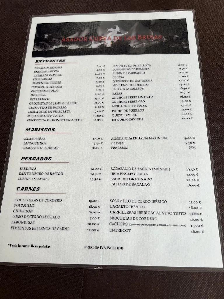 Menu_Asador Cueva De Las Brujas_Bareyo_image_4
