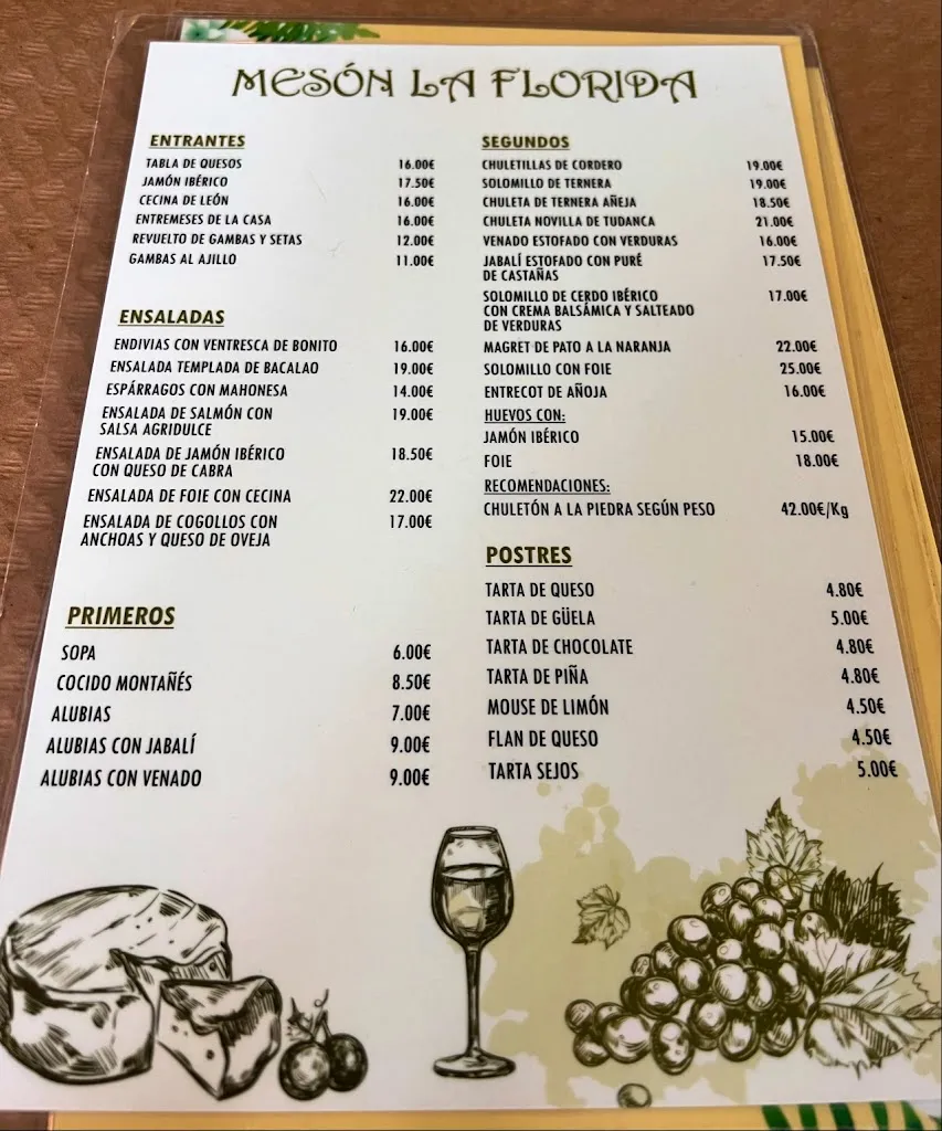 Menü_Mesón La Florida_Cabuérniga_Bild_2
