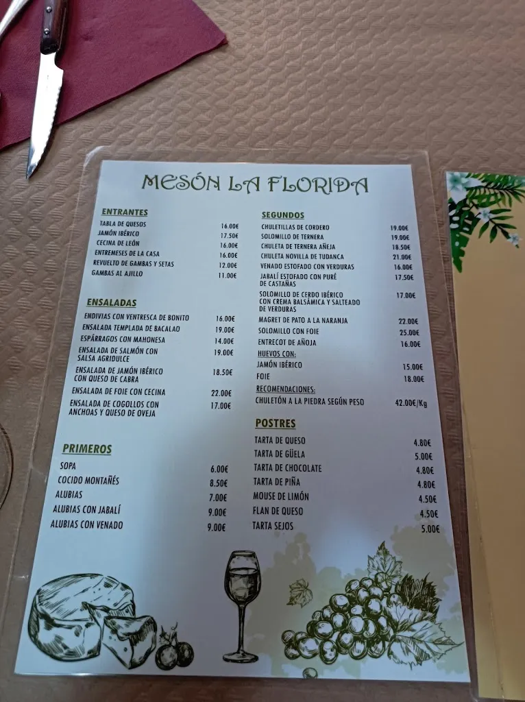 Menü_Mesón La Florida_Cabuérniga_Bild_4
