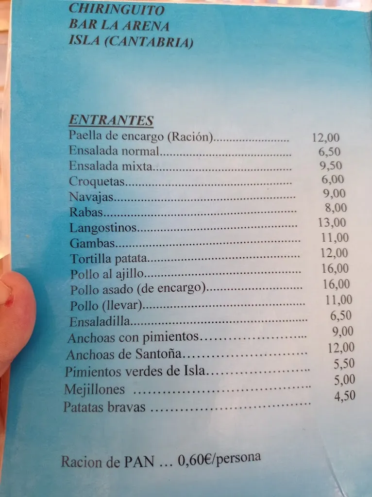 Menu_Chiringuito La Arena_Arnuero_image_2